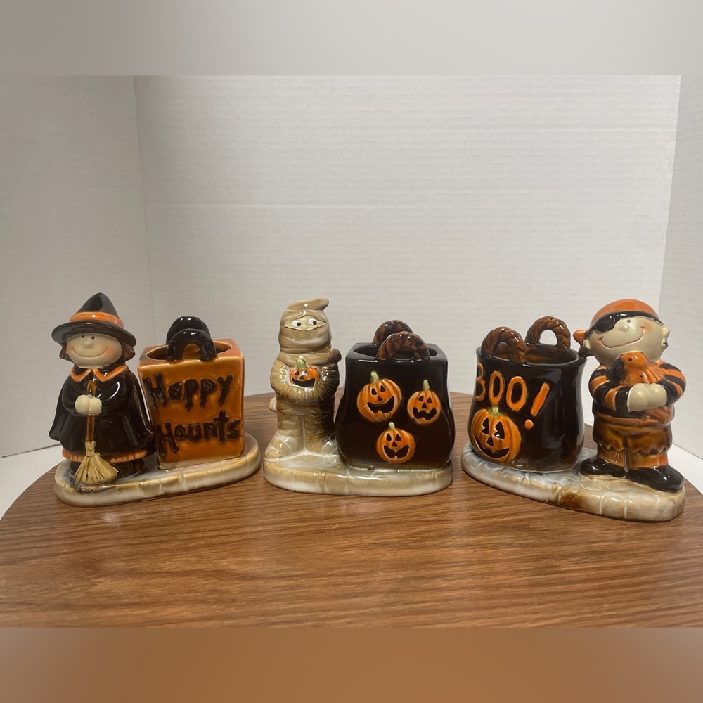 Yankee Candle Co. Set Of Three Halloween Tea Light Votive Holder Trick Or Treat